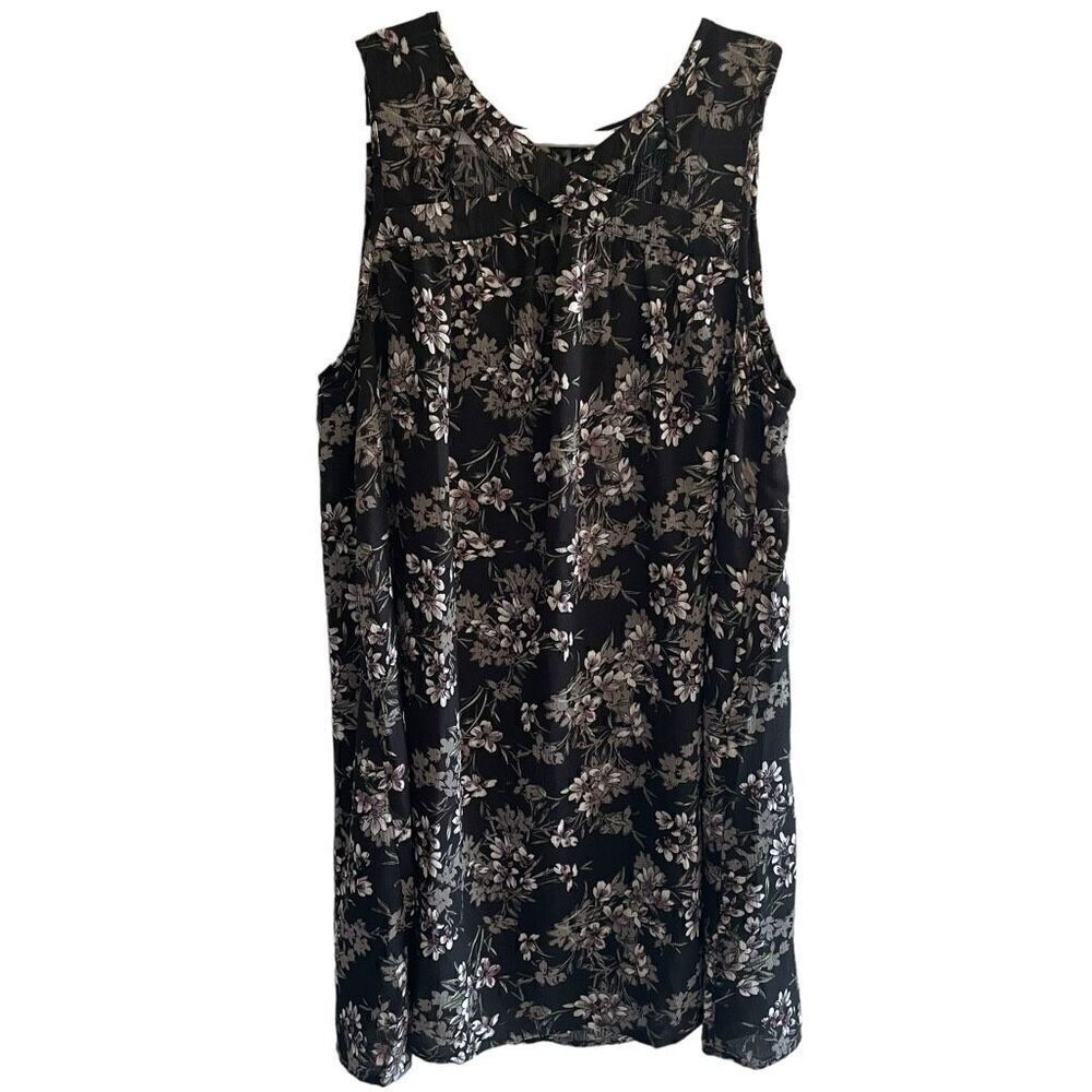 Entro Black Floral Sleeveless Shift Summer Mini Dress Women’s Size Small